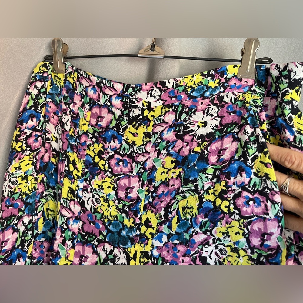 Zara Floral Wide Leg Culotte Pants Womens L Colorful Palazzo Summer Boho - Picture 4 of 12